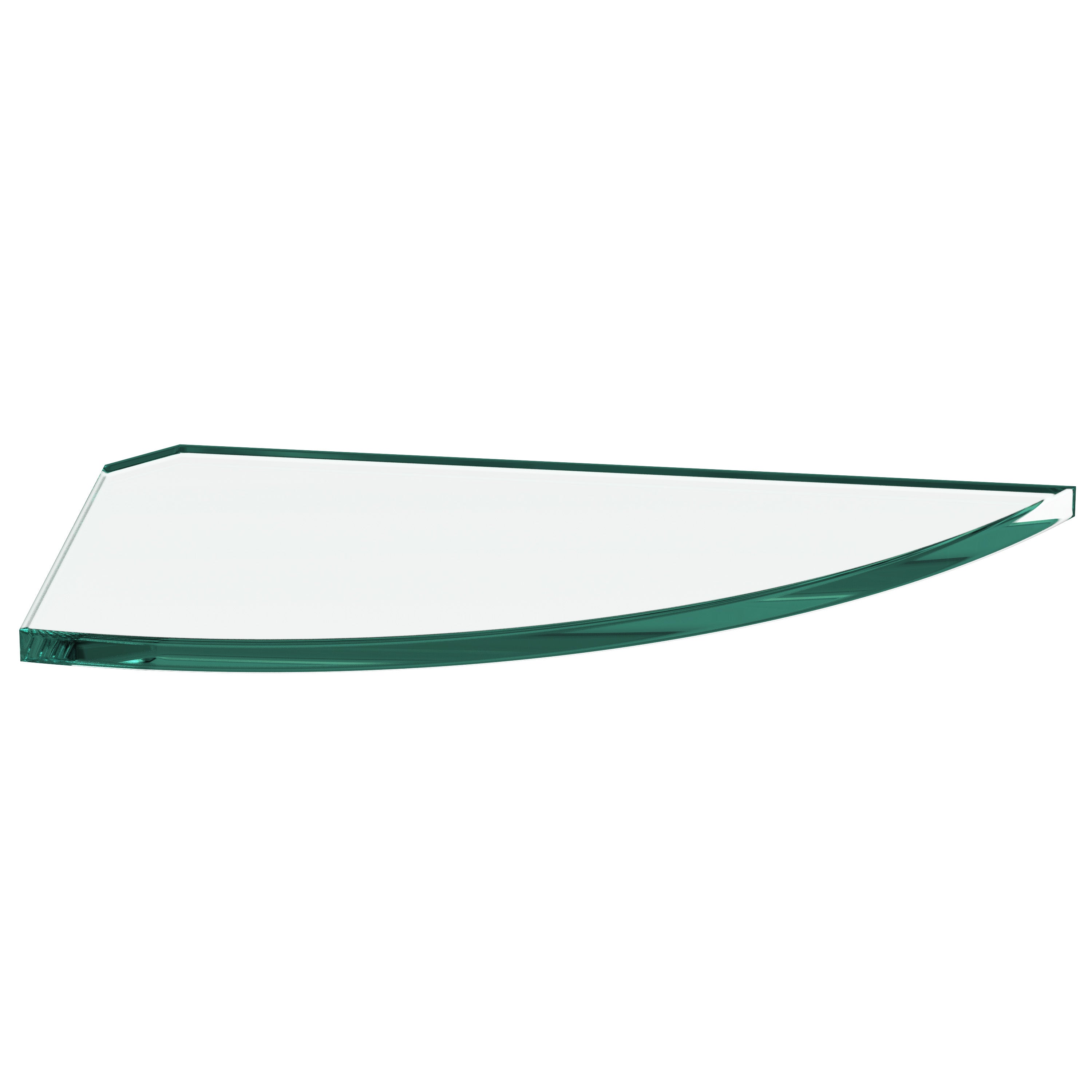 Glass Shelf Elliptical Corner 150x300mm