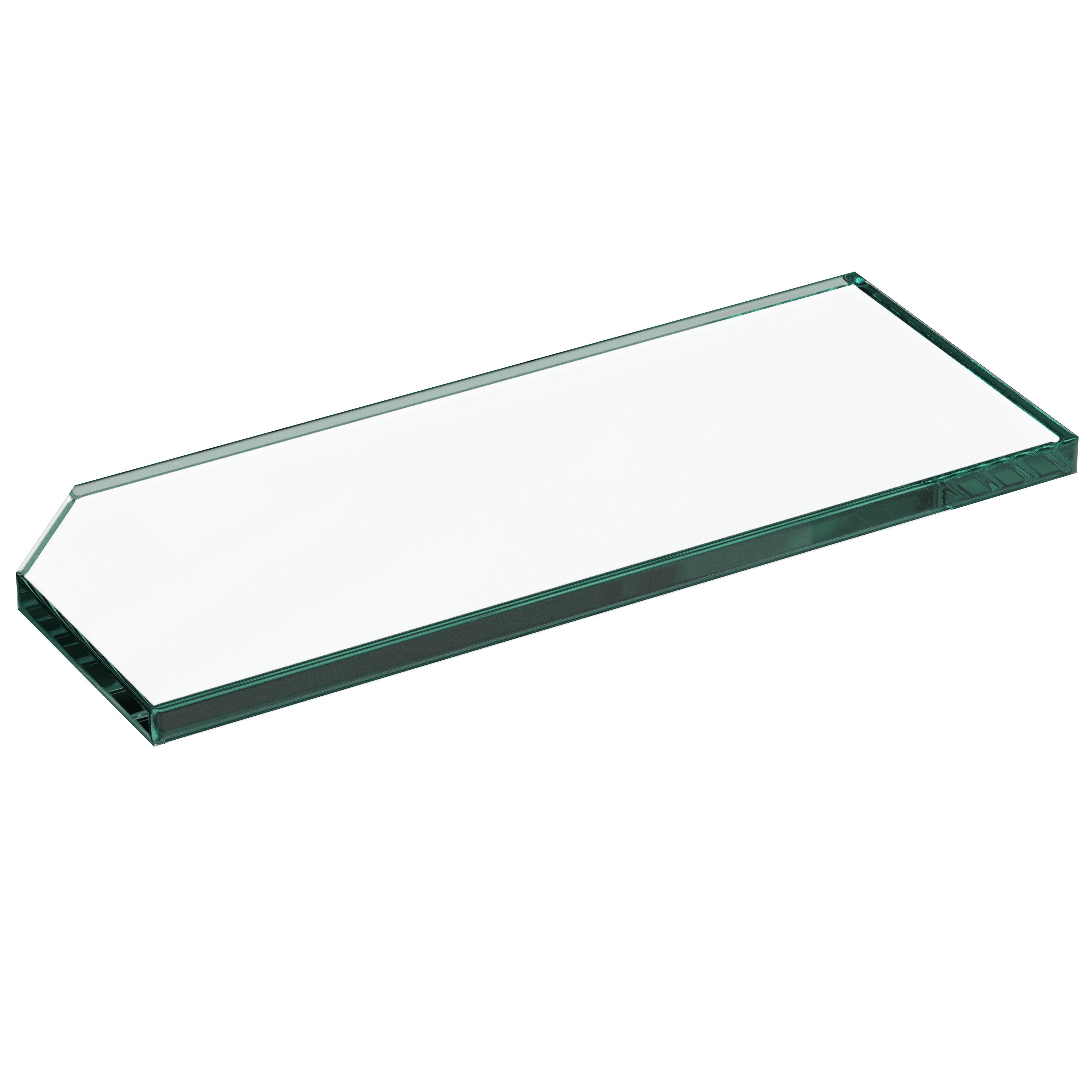 Glass Shelf Rectangle Corner 100x250mm