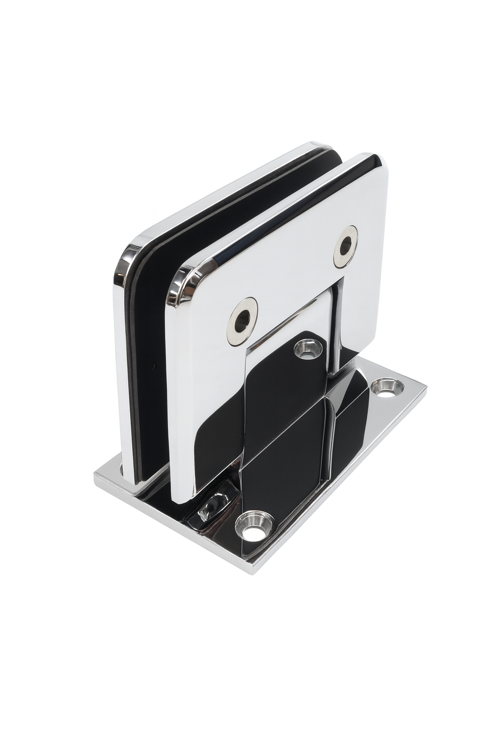 BEVELLED Shower Hinge, Wall To Glass 90deg (38mm Offset Backplate) - Chrome