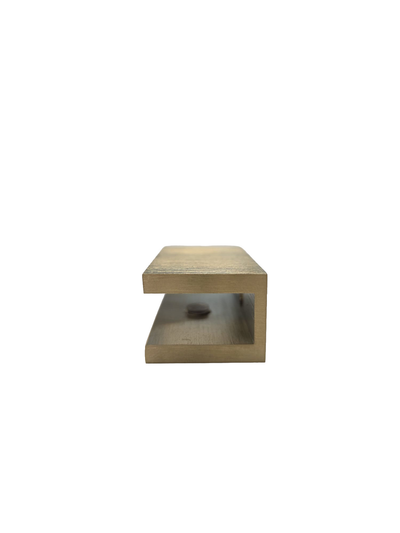 Square Glass Clamp Bracket 10mm - Brushed Brass
