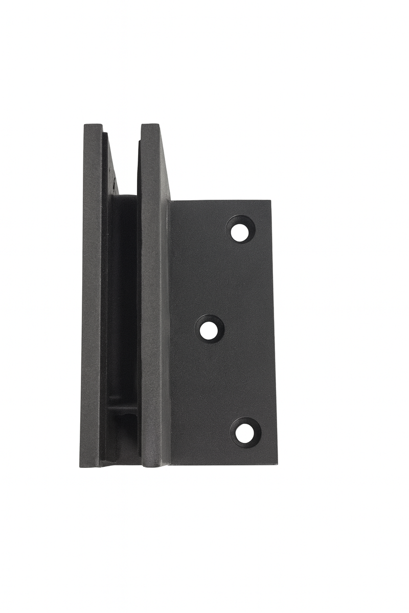 Shower Hinge, Wall To Glass 90deg (50mm Offset Backplate) - Powdercoated Gunmetal