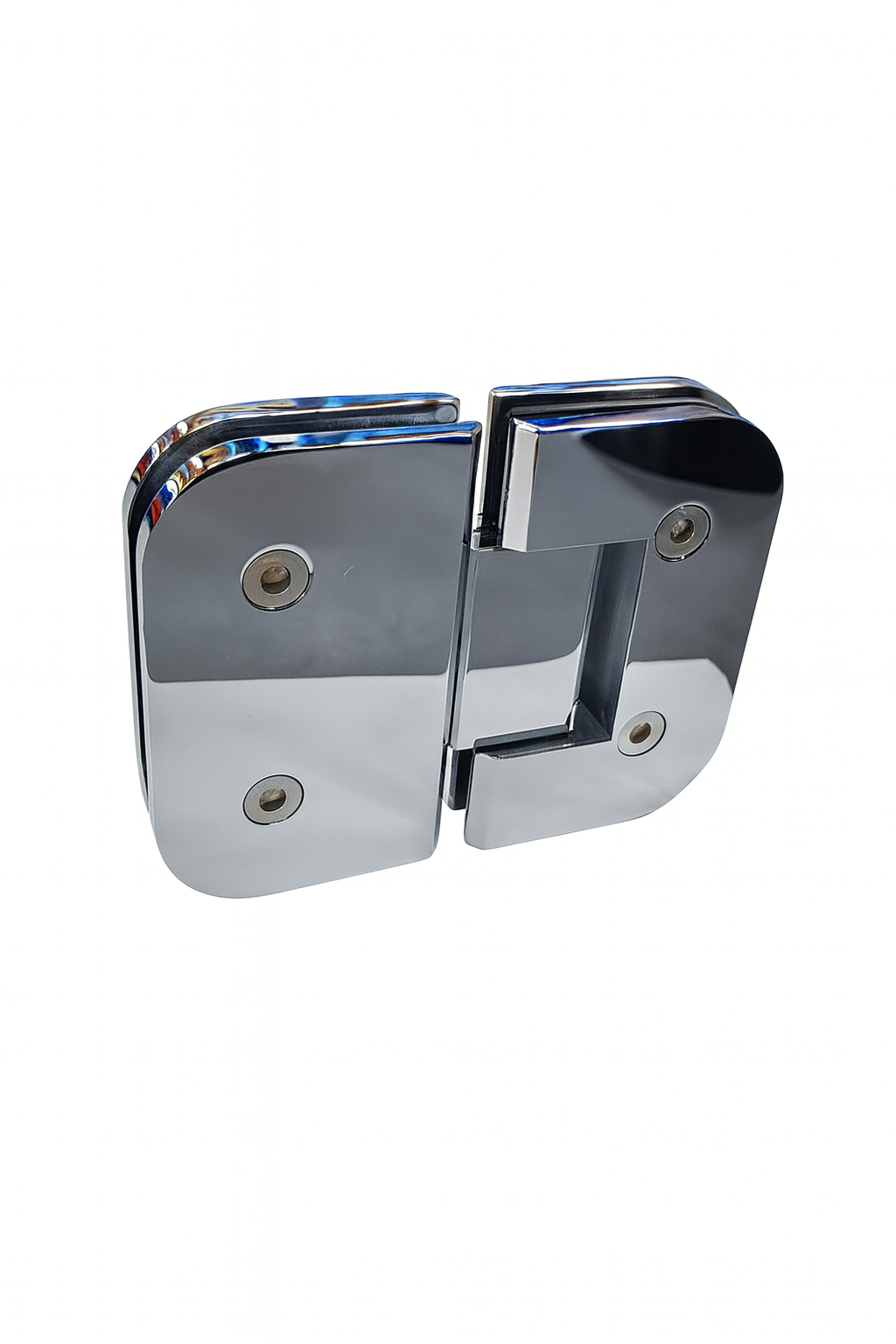 Curved Edge Shower Hinge - Glass to Glass - Polished Chrome