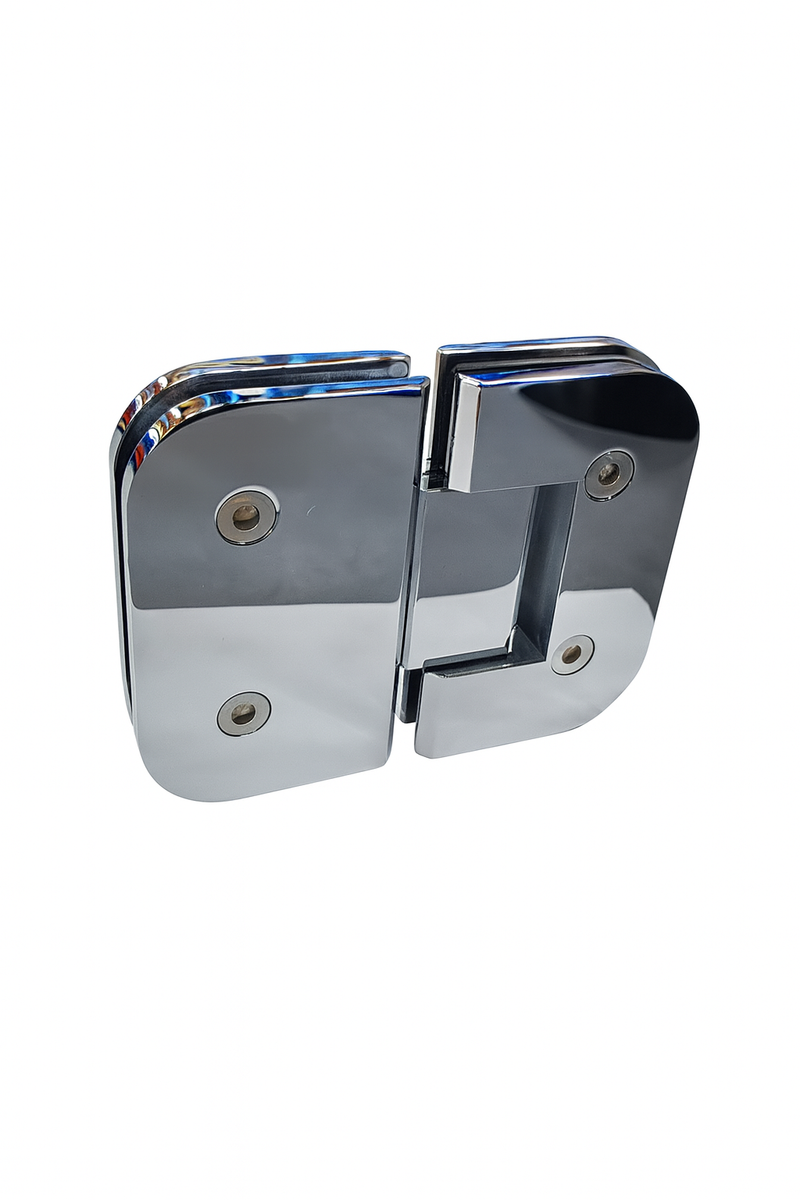 Curved Edge Shower Hinge - Glass to Glass - Polished Chrome