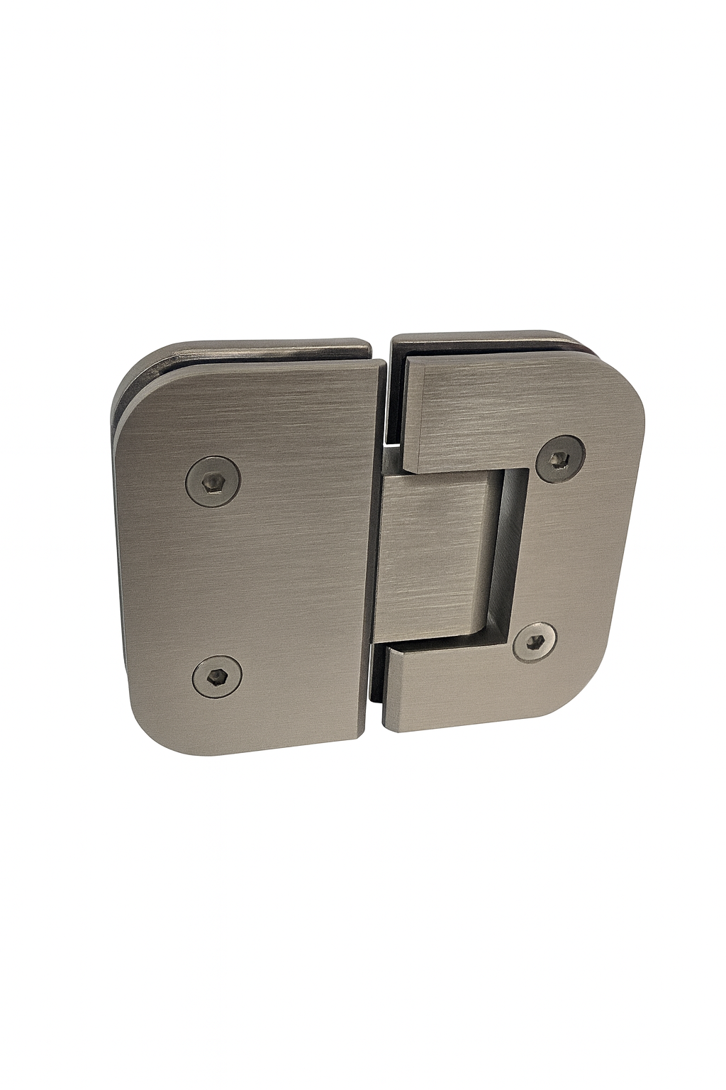 Curved Edge Shower Hinge - Glass to Glass - Satin Nickel (Brushed Nickel)