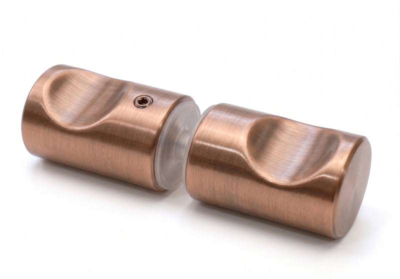 Shower Pull Round Barrel Knob 25mm Dia - Brushed Copper
