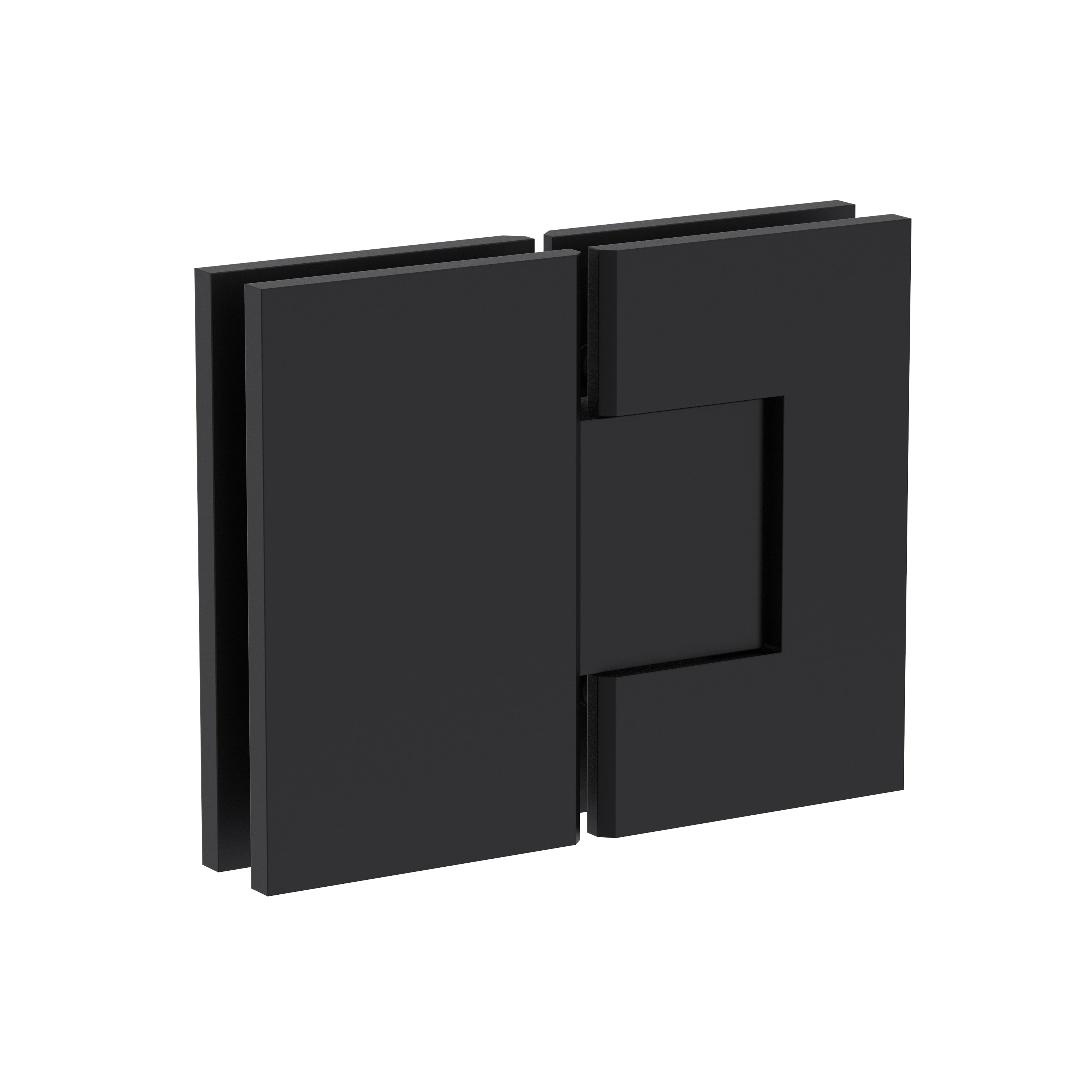 Shower Hinge, Glass To Glass 180deg - HOLE TO NOTCH - Powdercoated Black