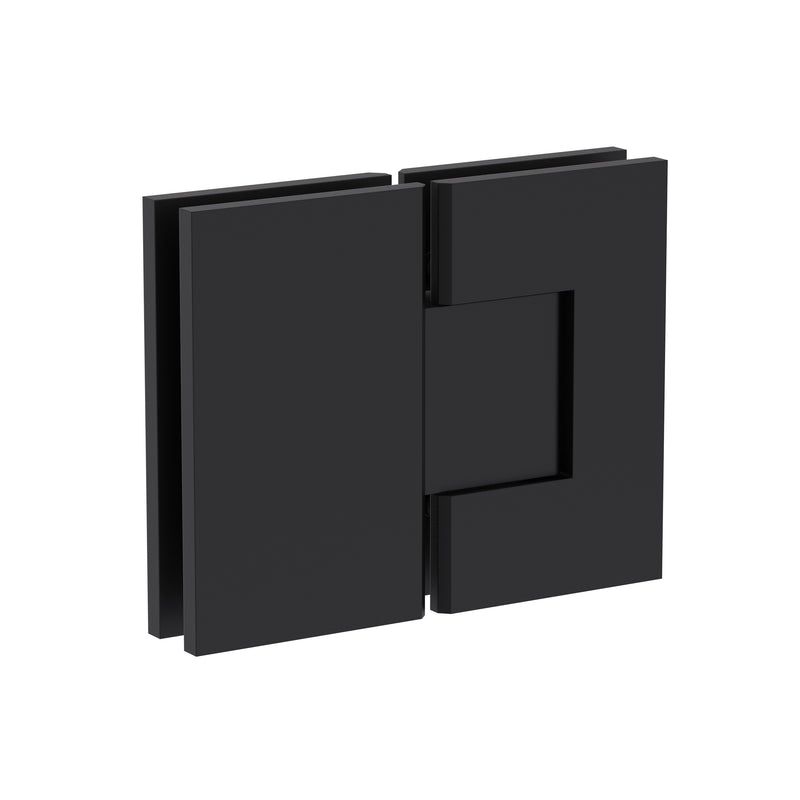 Shower Hinge, Glass To Glass 180deg - HOLE TO NOTCH - Powdercoated Black