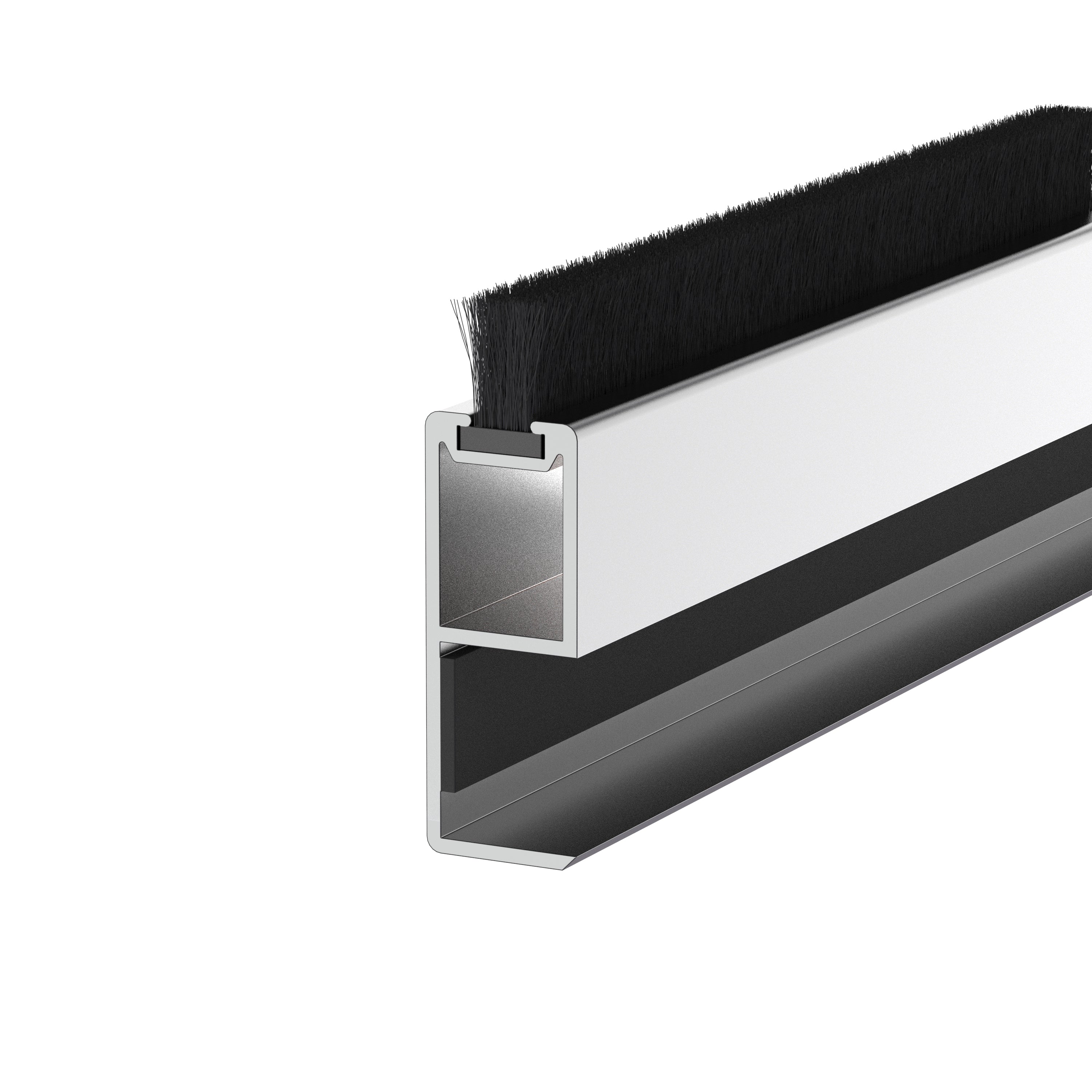 Aluminium Door Seal, 90 Deg. For 12mm Glass
