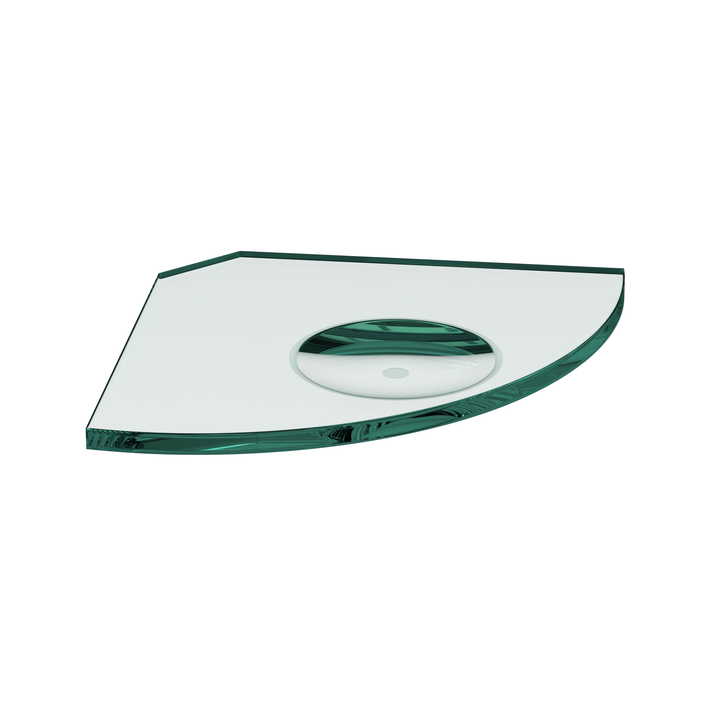 Round Front Glass Shelf with Soap Dish 250x250xmm