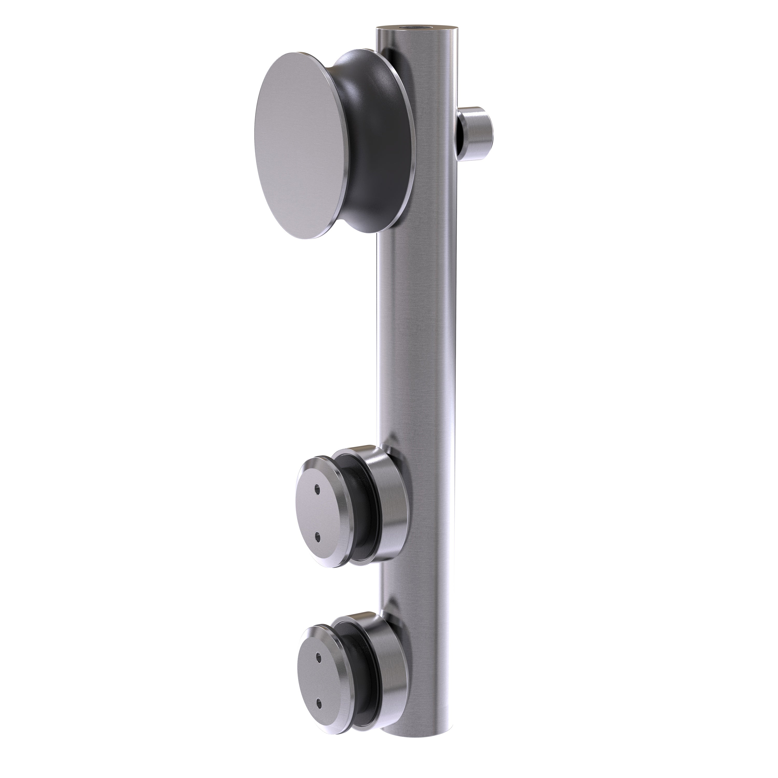 Point Fix Slider Glass Dfoor Hanger on Round Bar - Satin