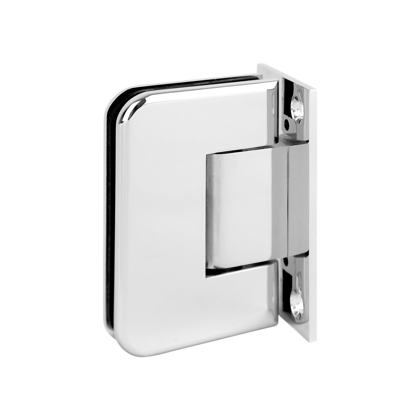 ROUNDED Shower Hinge, Wall To Glass 90deg (Centre Backplate)