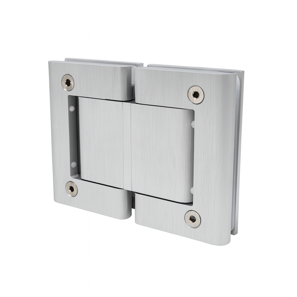 BILOBA Hydraulic Hinge - Glass to Glass - NON Hold Open - Silver Ano