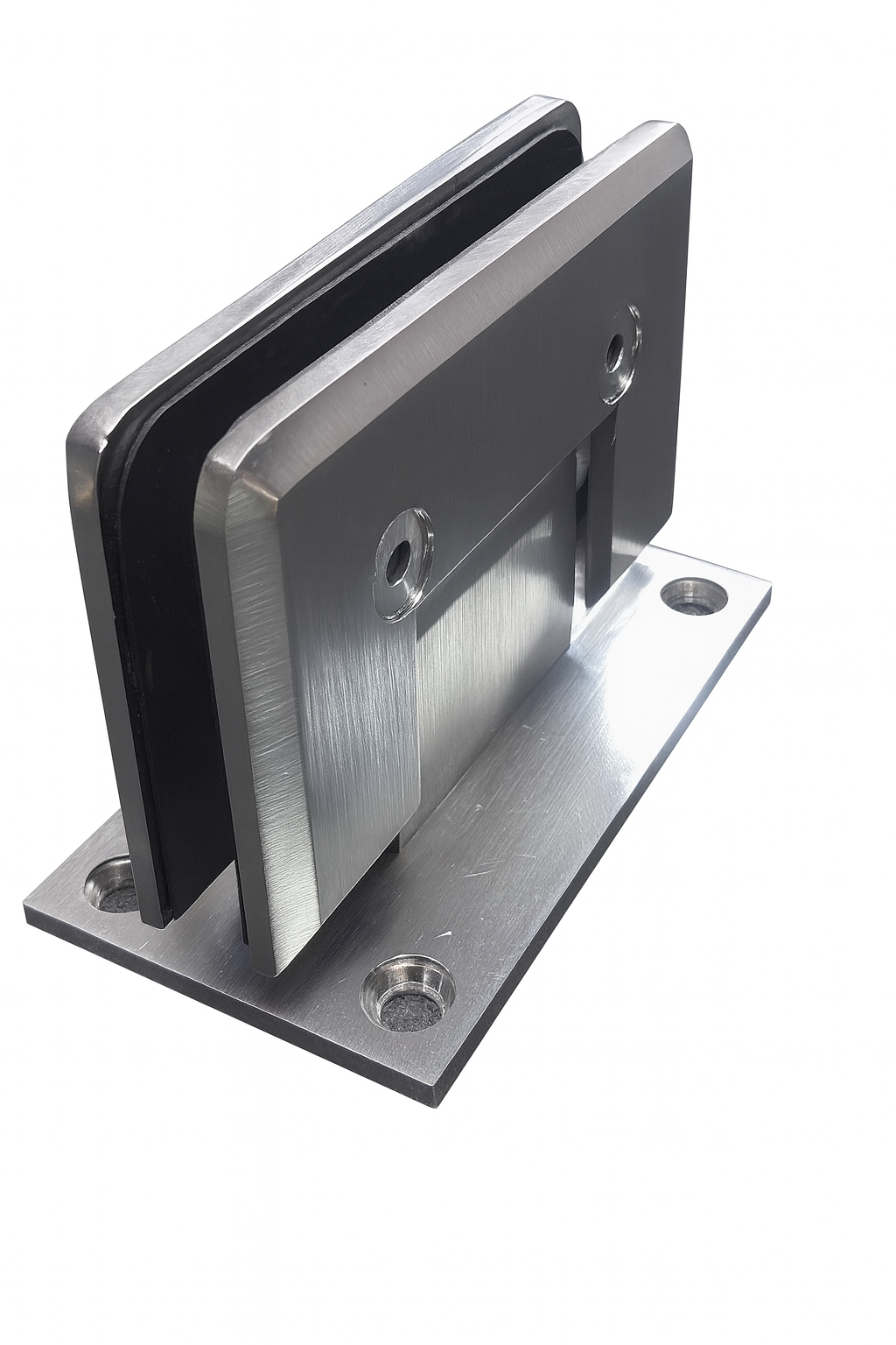 BEVELLED Shower Hinge, Wall To Glass 90deg (Centre Backplate) - Satin Chrome