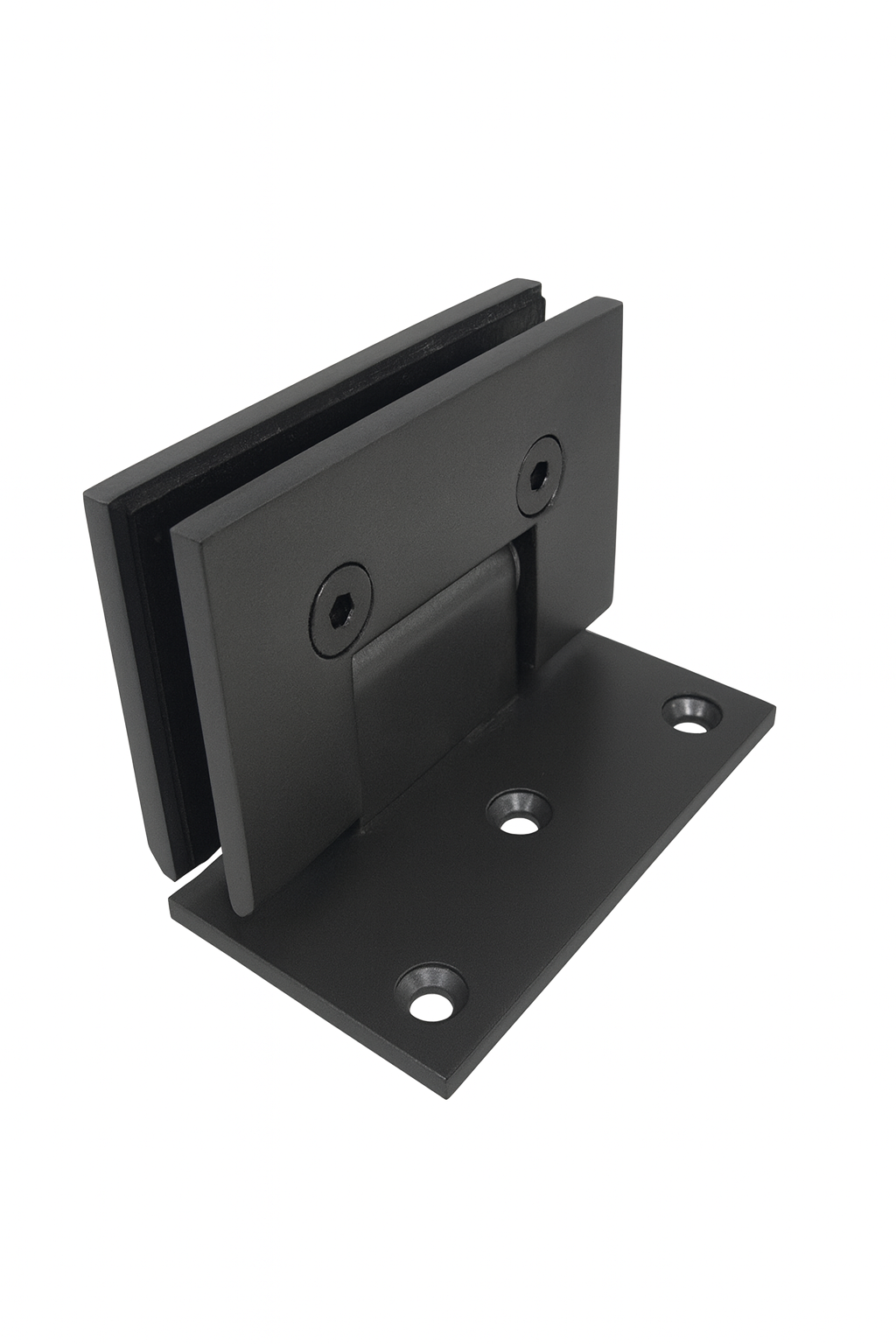 Shower Hinge, Wall To Glass 90deg (50mm Offset Backplate) - Powdercoated Gunmetal