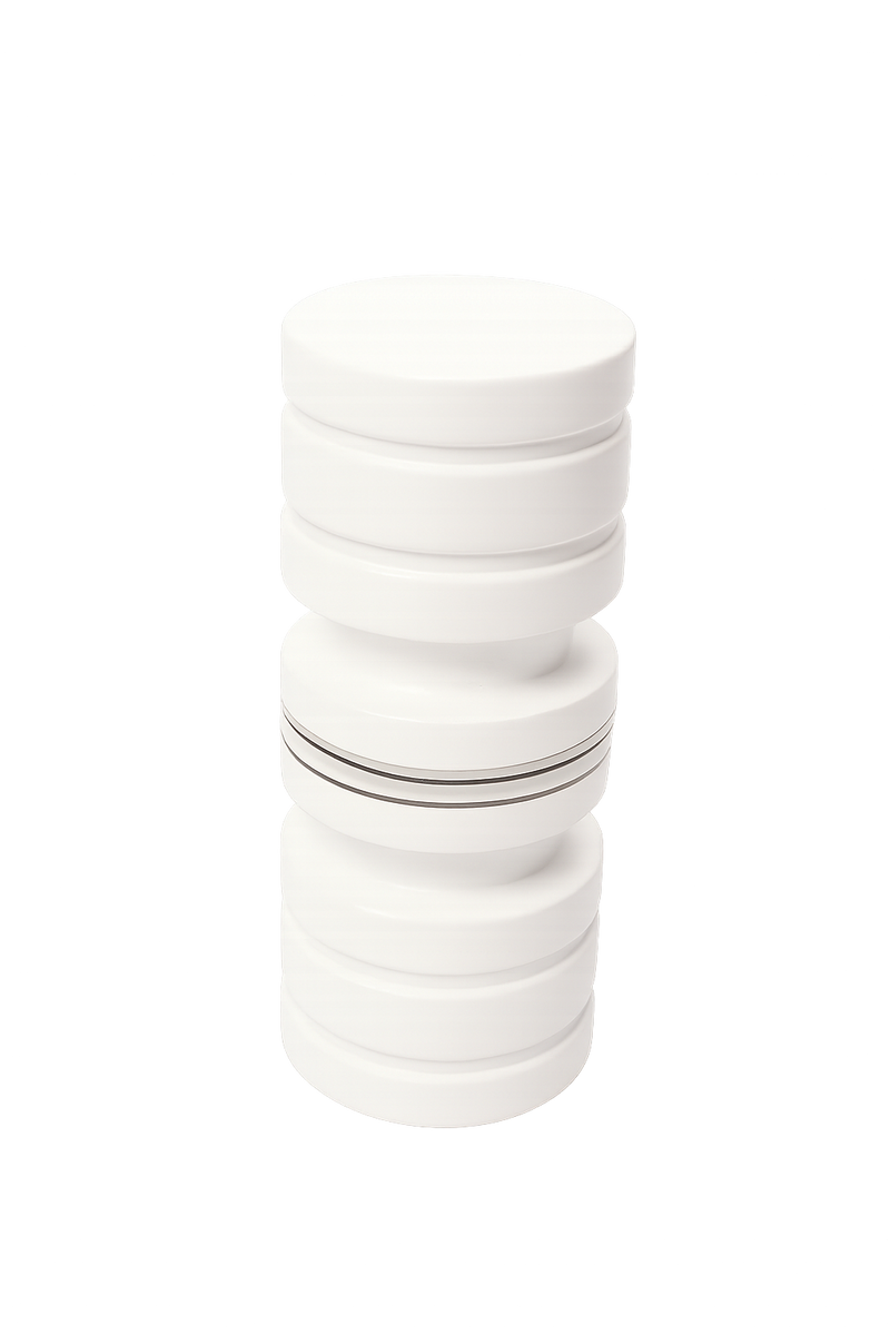 Double Ring Pull Knob - 38mmDia - Powdercoated White