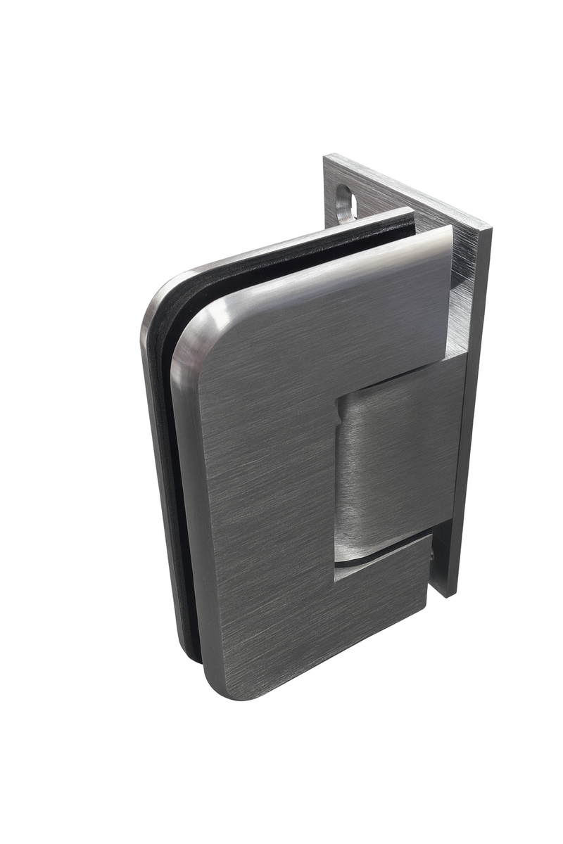 ROUNDED Shower Hinge, Wall To Glass 90deg (38mm Offset Backplate)
