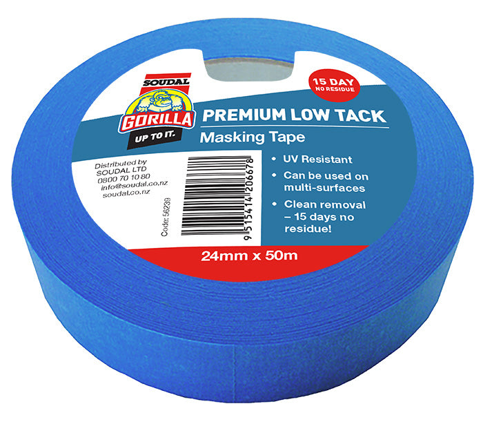 Gorilla Low Tack Masking Tape (15day UV Resistant) 24mm x 50M