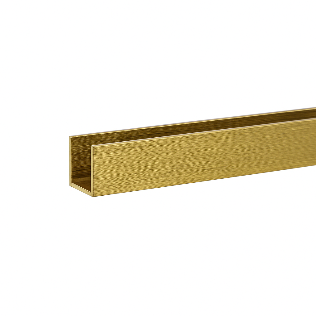 Euroglass U Channel 18 x 18mm, 2100mm, Brushed Brass