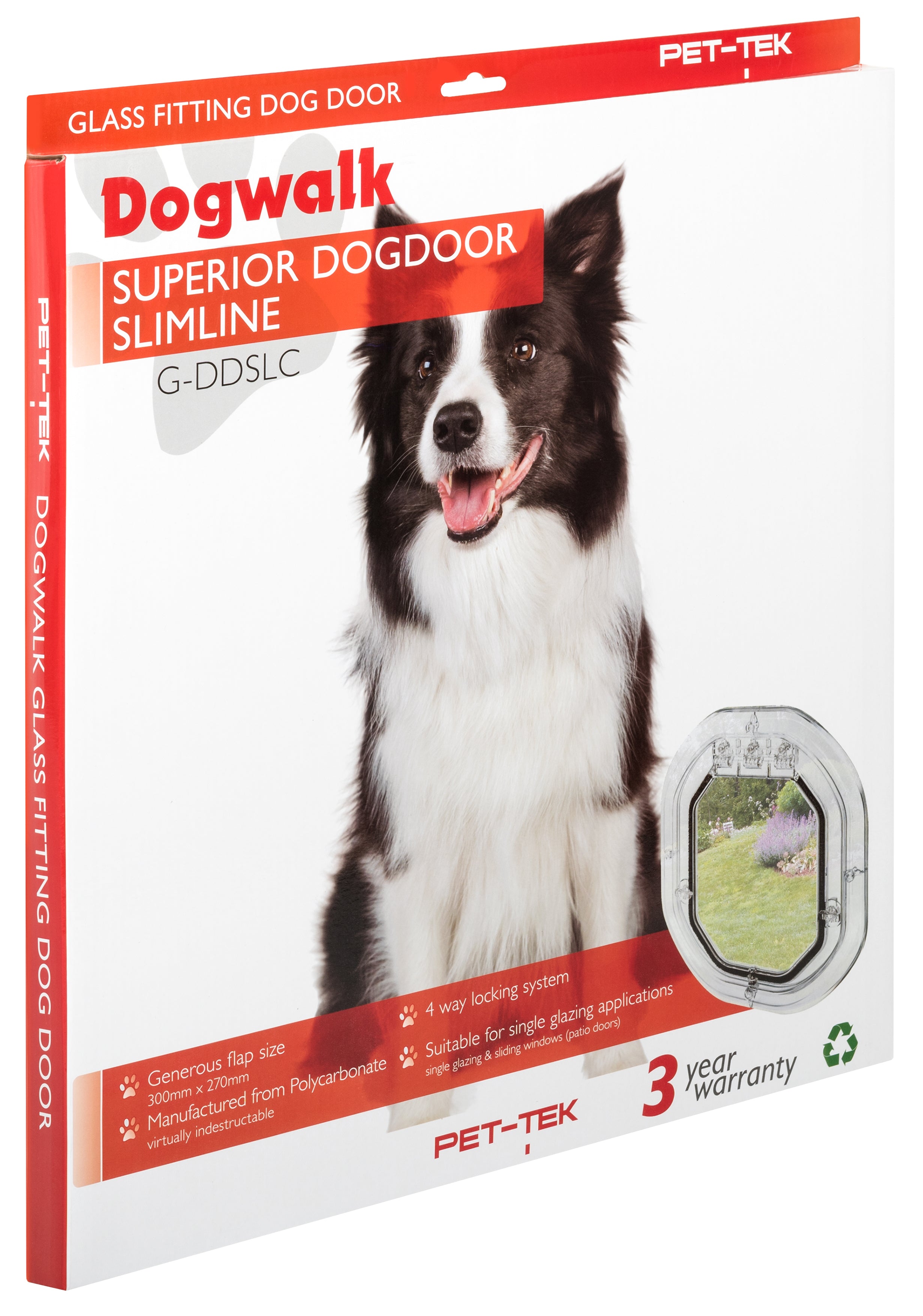Pet-Tek Glass Fitting Dog Door Slimline – Clear