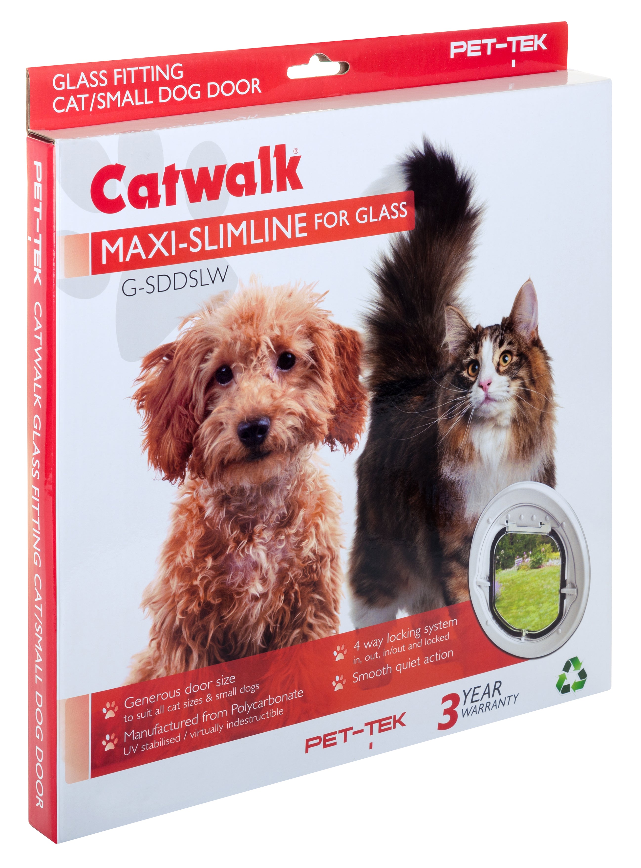 Pet-Tek Glass Fitting Maxi Slim Line – White