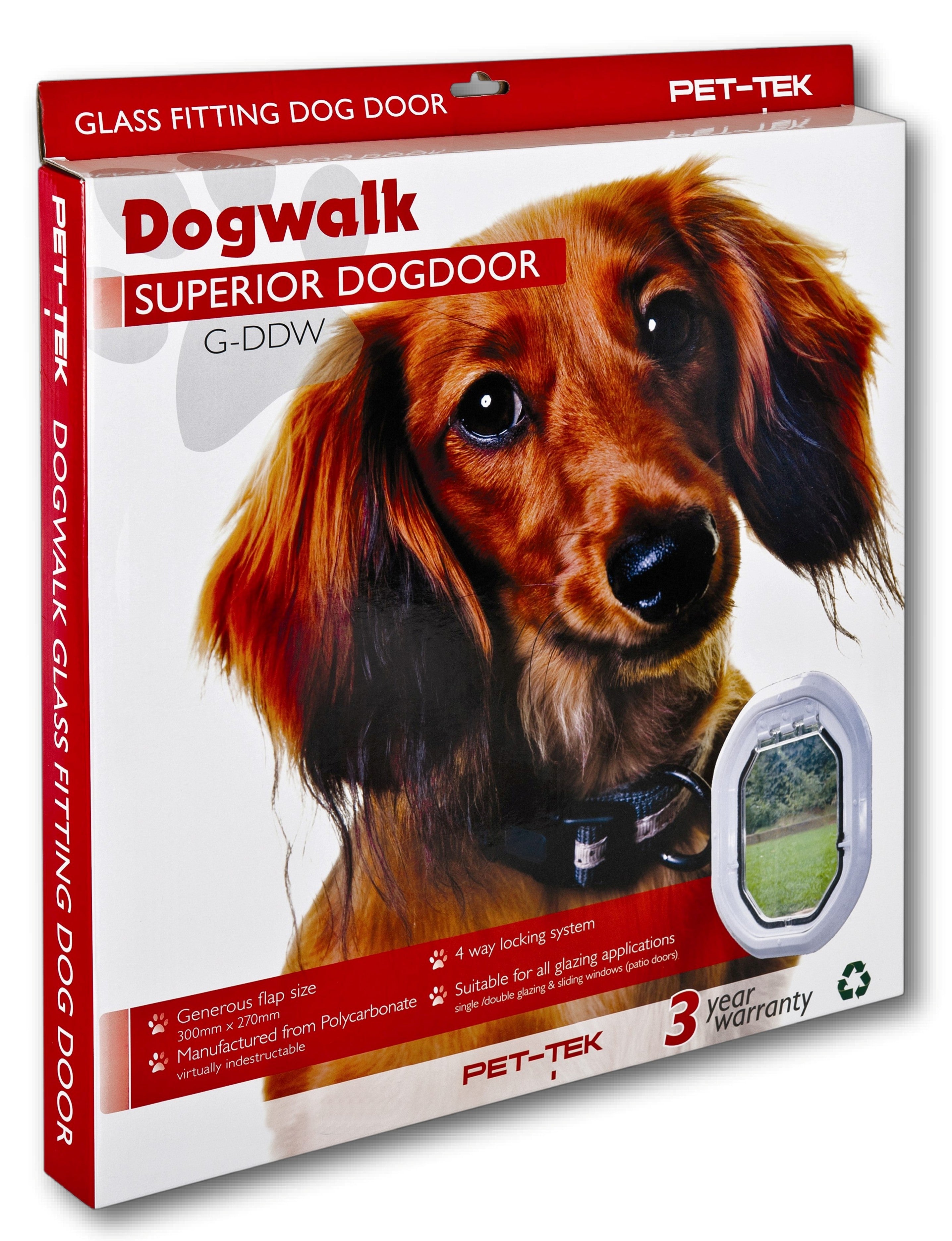 Pet-Tek Glass Fitting Dog Door – White