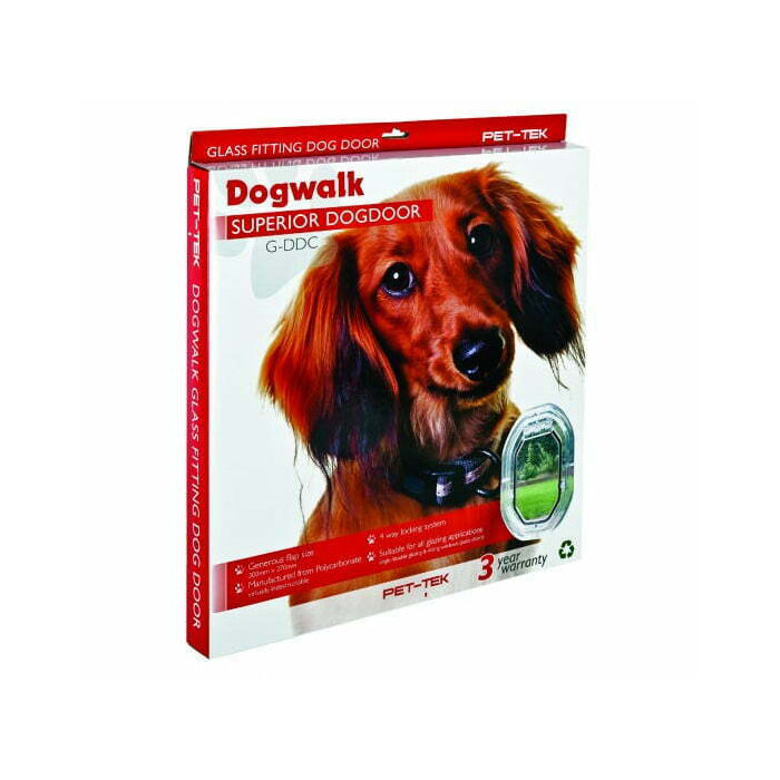 Pet-Tek Glass Fitting Dog Door – Clear