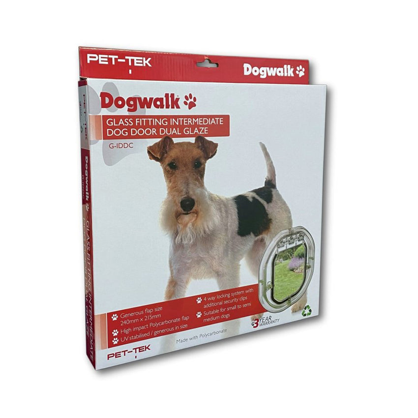 Pet-Tek Glass Fitting Intermediate Dog Door – Clear