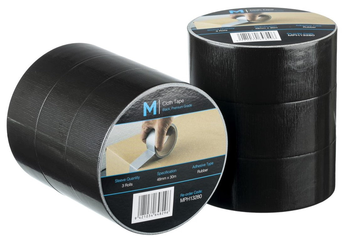 Premium Cloth Tape - Black, 48mm x 30m